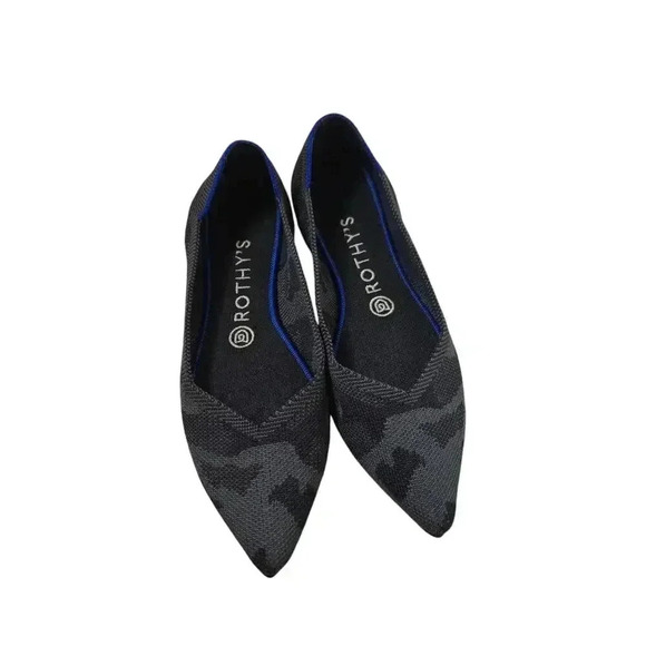 Rothy's The Point Flats Gray Black Camo Slip On Knit Washable Ballet Size 8W - Picture 3 of 6